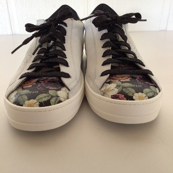 P448 JOHN WHITE LEATHER LOW PROFILE SNEAKERS NWOT SIZE 40 - Picture 5 of 15